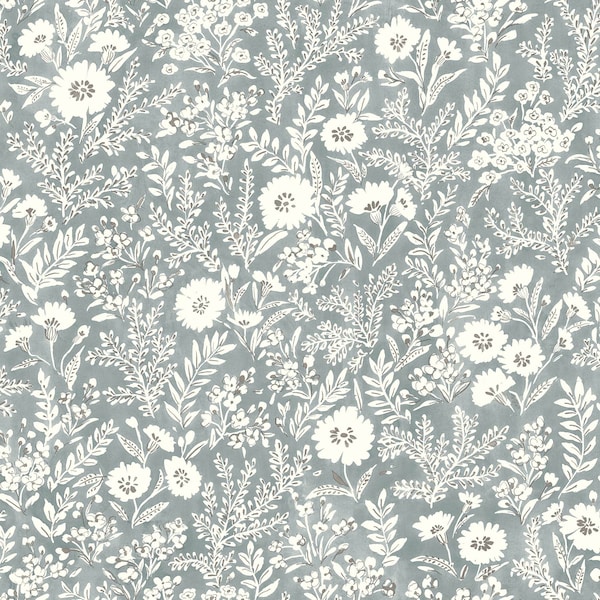 Manhattan Comfort Greeley Agathon Blue Floral 33 ft L X 205 in W Wallpaper BR4072-70051 - main